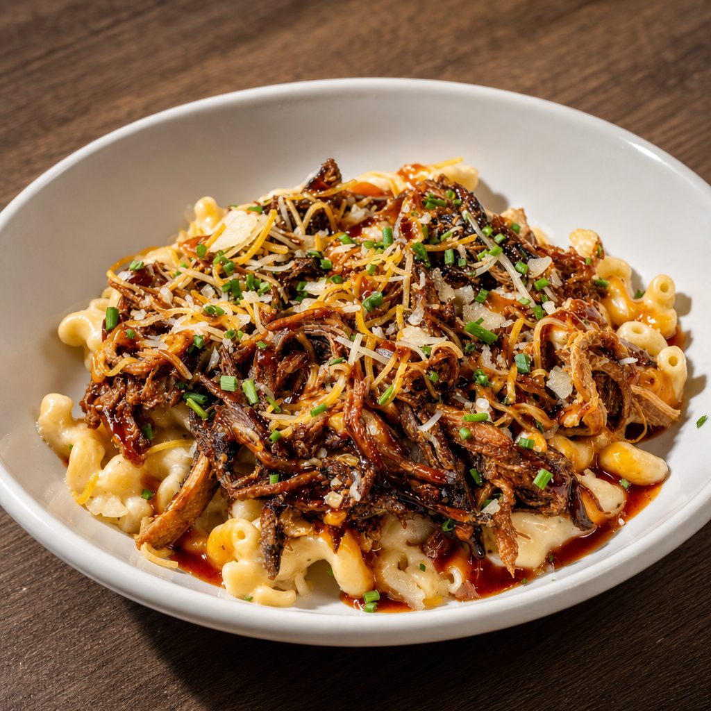 Bourbon Bacon Mac N Cheese.